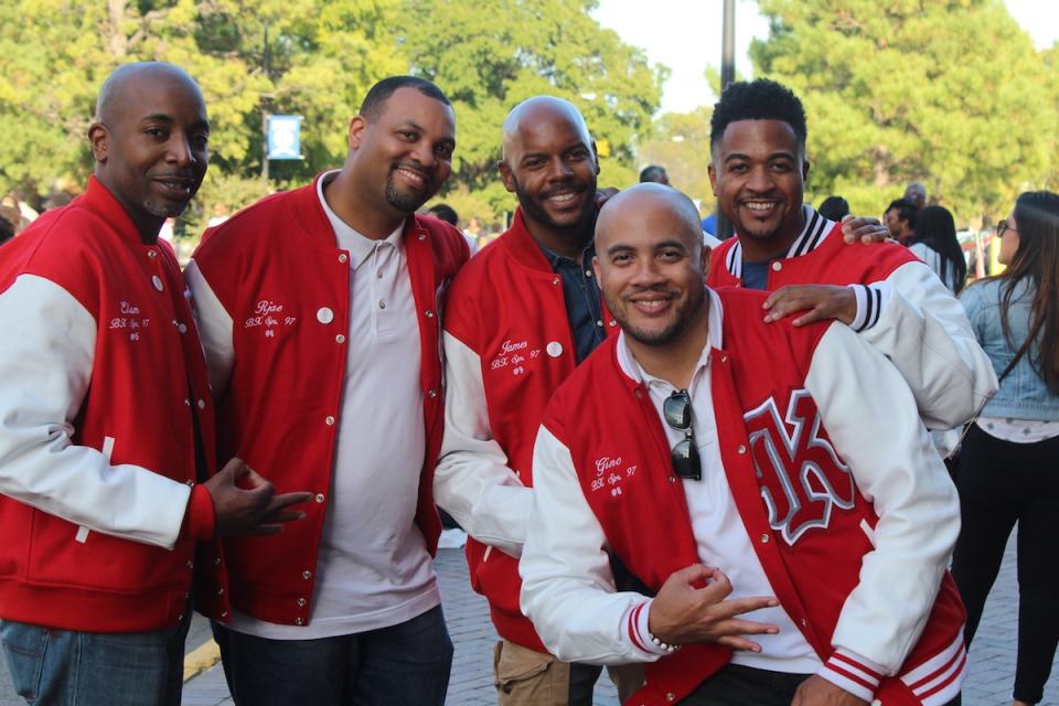 Members of Kappa Alpha Psi Fraternity, Inc. unite at Hampton University homecoming 2017 for their 20th anniversary. (Photo: Jacqueline Laurean Yates)