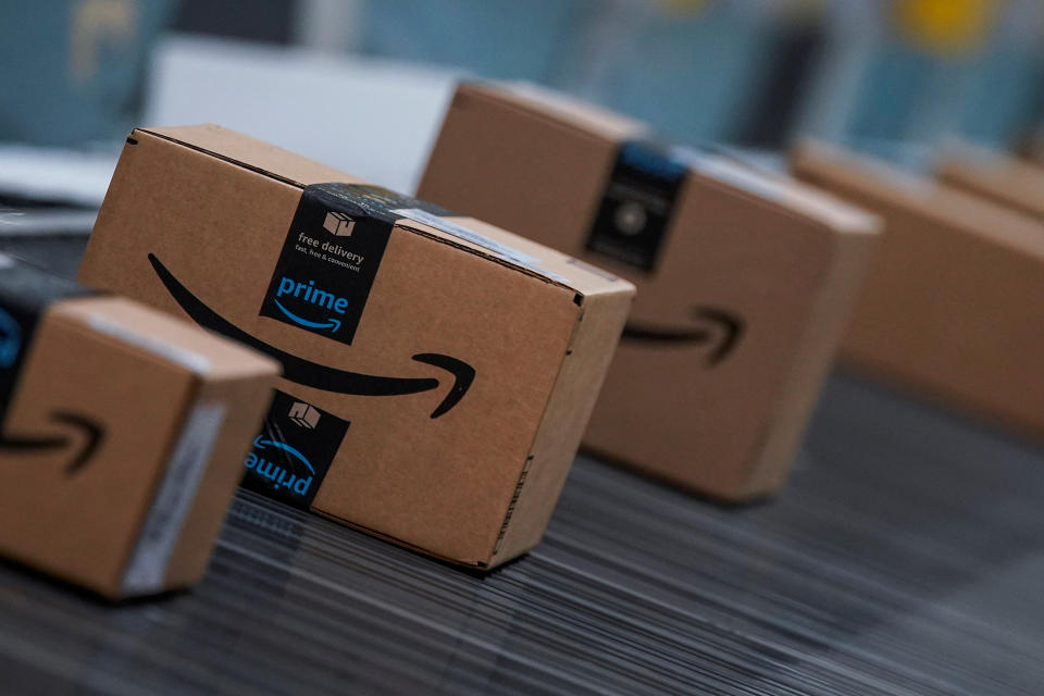 Boxes ready to be delivered are seen during Cyber Monday at the Amazon fulfilment centre in Robbinsville Township in New Jersey, U.S., November 28, 2022. REUTERS/Eduardo Munoz