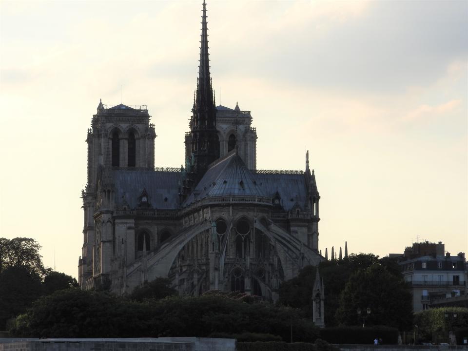 Notre Dame, the most beautiful Cathedral in Paris. View from the river Seine, France