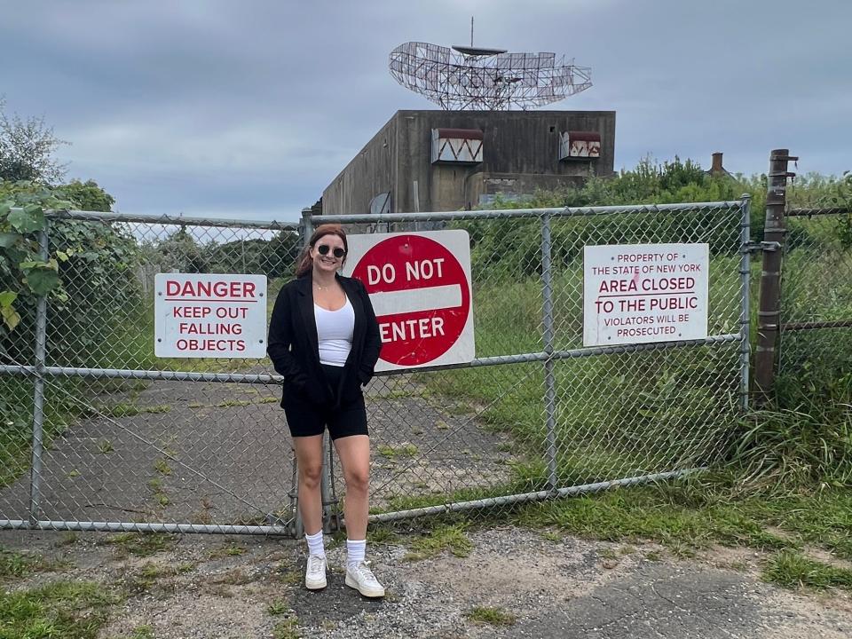 me in front of the radar tower