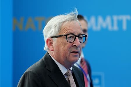 European Commission President Jean-Claude Juncker arrives for the second day of a NATO summit in Brussels, Belgium, July 12, 2018. Tatyana Zenkovich/Pool via REUTERS