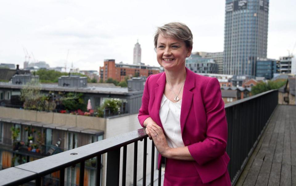 Yvette Cooper poses before speaking at the London's Women Event (EPA)