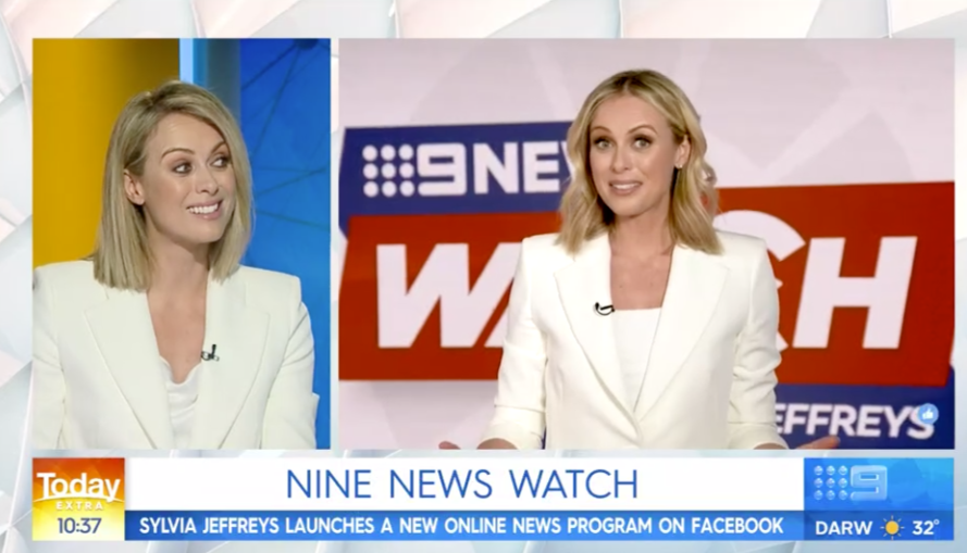 Sylvia Jeffreys introduces Nine News Watch. Photo: Channel Nine