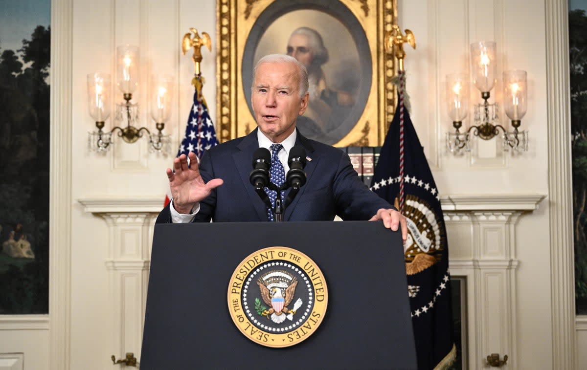 The US Presidentspeaks about the Special Counsel report at the White House in a surprise last-minute addition to his schedule (AFP via Getty Images)