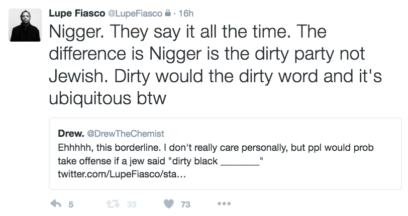 Last night, Lupe argued with fans on Twitter after using the phrase “dirty Jewish execs” in a new track.