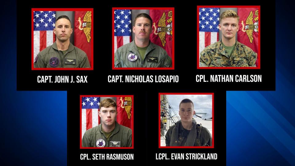 Five US Marines killed in Osprey crash in California