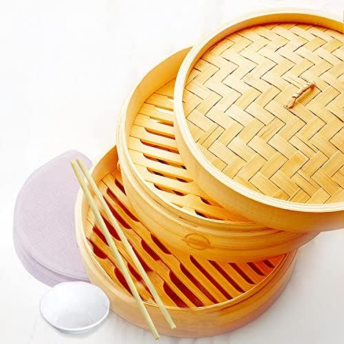 4) Mister Kitchenware 10 Inch-Handmade Bamboo Steamer