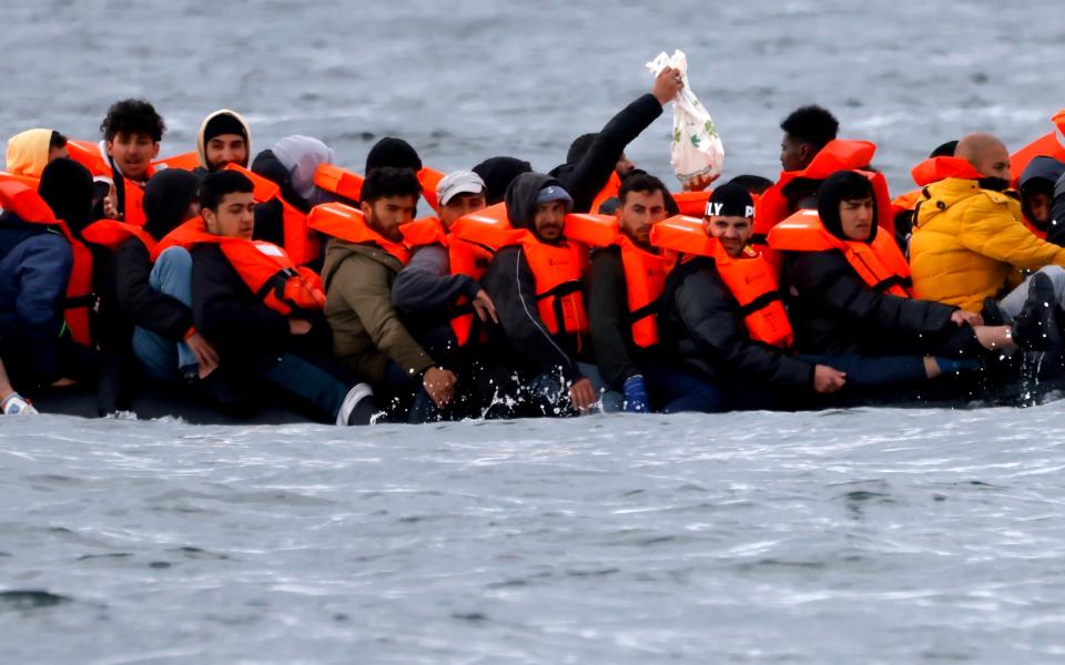 Migrant dinghy in French waters