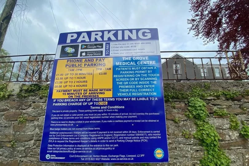 Another parking sign in the car park of The Grove Medical Centre -Credit:Robert Dalling / WalesOnline