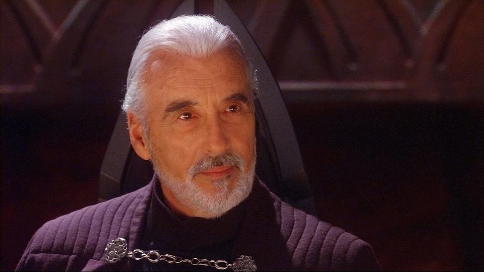 Christopher Lee in a scene from "Star Wars: Episode II Attack of the Clones."