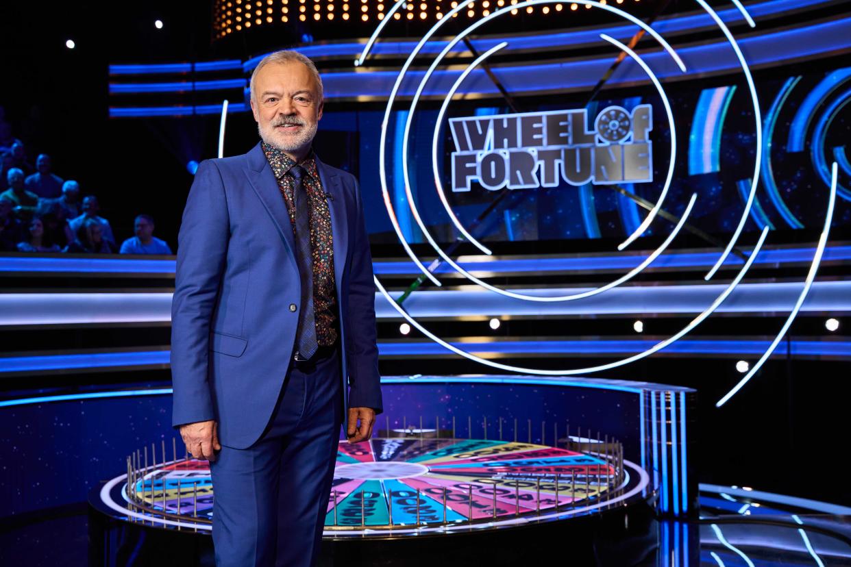 This image and the information contained herein is strictly embargoed until 00.01 Friday 29th December 2023

From ITV

Wheel of Fortune: on ITV1 and ITVX

Pictured: Graham Norton 

This photograph is (C) ITV Plc and can only be reproduced for editorial purposes directly in connection with the programme or event mentioned above, or ITV plc. This photograph must not be manipulated [excluding basic cropping] in a manner which alters the visual appearance of the person photographed deemed detrimental or inappropriate by ITV plc Picture Desk.  This photograph must not be syndicated to any other company, publication or website, or permanently archived, without the express written permission of ITV Picture Desk. Full Terms and conditions are available on the website www.itv.com/presscentre/itvpictures/terms

For further information please contact:
michael.taiwo1@itv.com                              