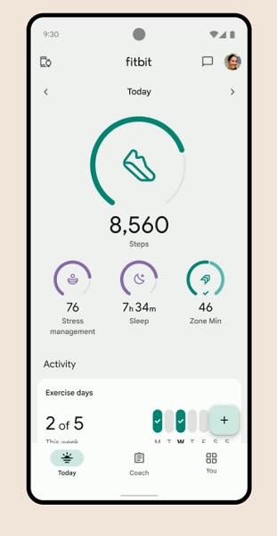 The Fitbit app's redesigned 