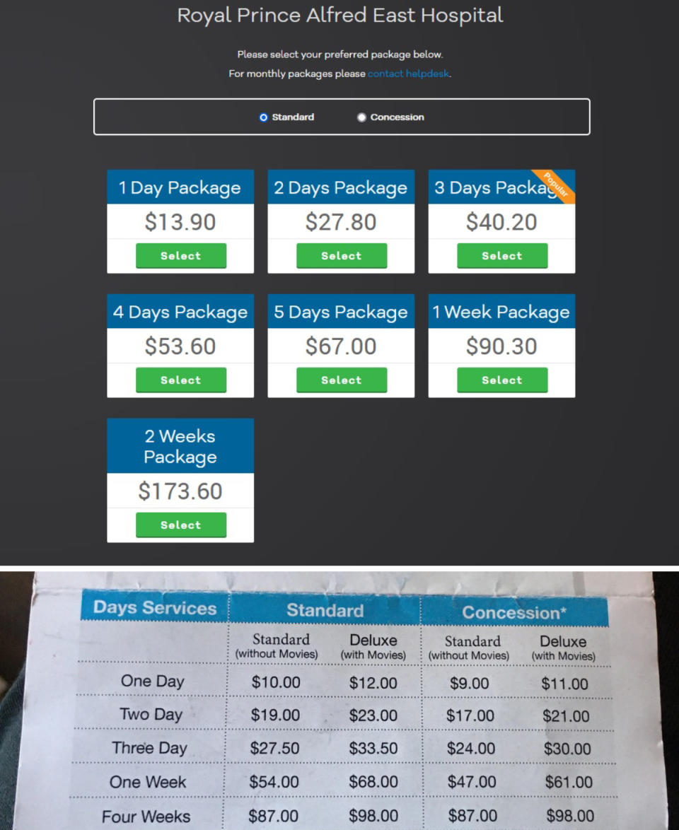 RPA hospital new and old TV fees