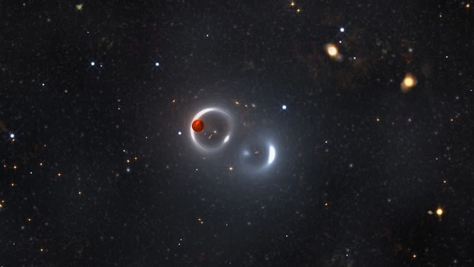 An illustration shows another scenario in which a pair of black holes ejected the object from an old globular cluster. - Adam Makarenko/WM Keck Observatory