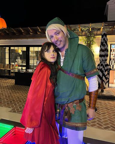 <p>Zooey Deschanel/ Instagram</p> Zooey Deschanel and Jonathan Scott, Halloween 2023