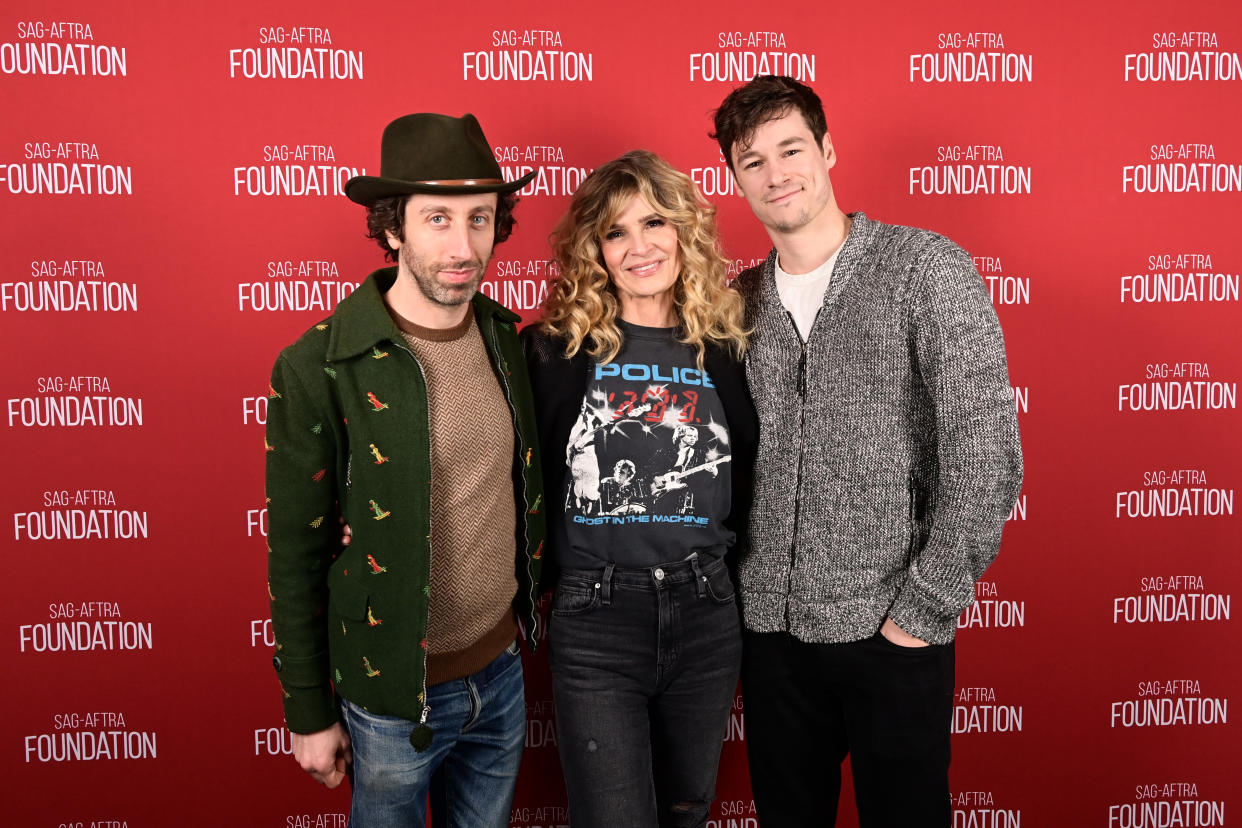 LOS ANGELES, CALIFORNIA - MARCH 16: Simon Helberg, Kyra Sedgwick and Kyle Allen attend the4 SAG-AFTRA Foundation Conversations presents 