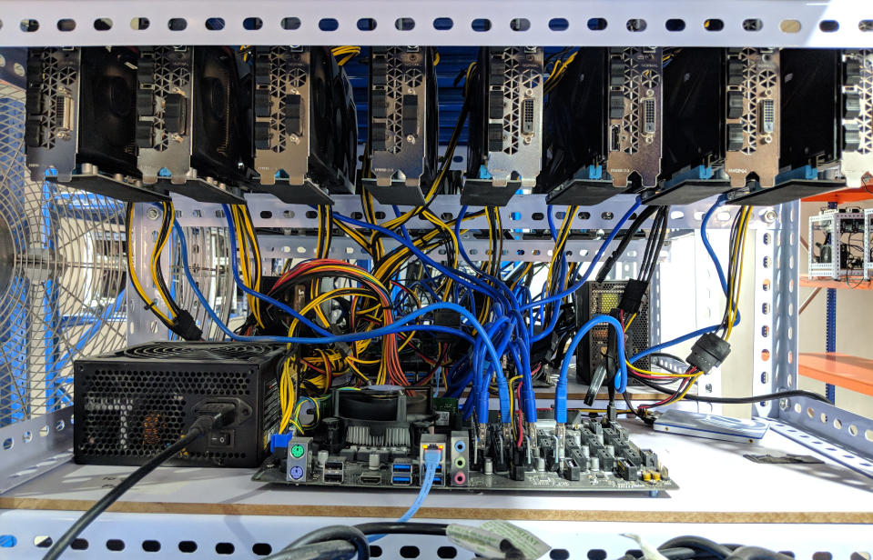 A cryptocurrency mining rig. (PHOTO: Wong Casandra/Yahoo News Singapore)