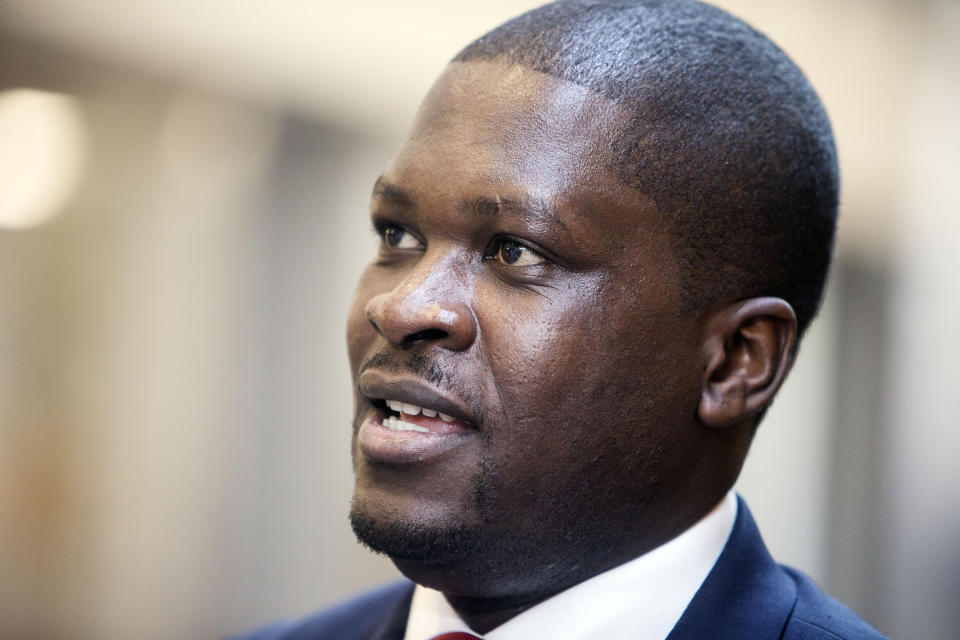 Christian Malanga, president of the United Congolese Party, attends seminars discussing Africa's future in the global economy at the Spencer Fox Eccles Business building at the University of Utah on Oct. 20, 2014 in Salt Lake City, Utah. Malanga, the alleged leader, was killed Sunday, May 19, 2024 after resisting arrest, the Congolese army said. (Scott G Winterton/The Deseret News via AP)