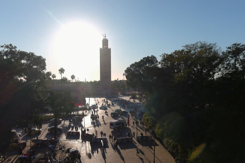 FILE PHOTO: An aerial view of Jemaa el-Fna square and Koutoubia Mosque in Marrakech