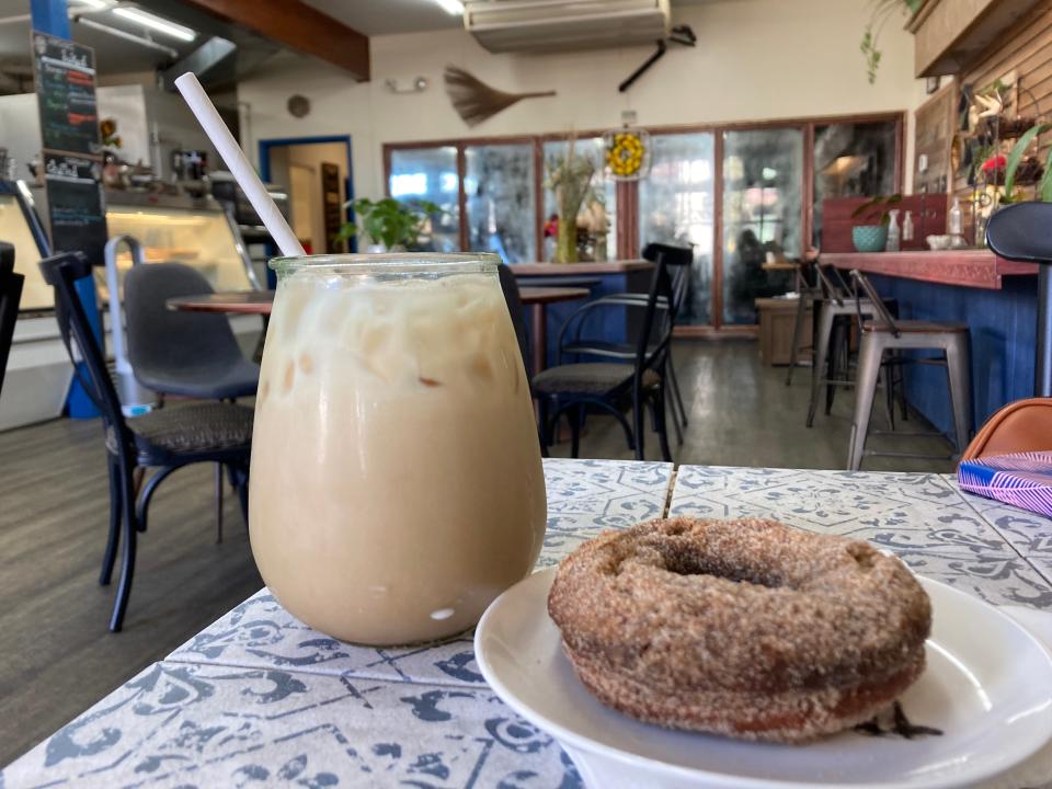Try the iced chai and fresh baked donuts while you work at HoopHouse.
