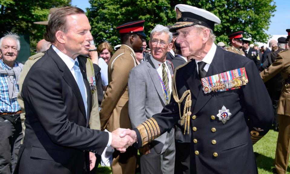 Tony Abbott greets Prince Philip