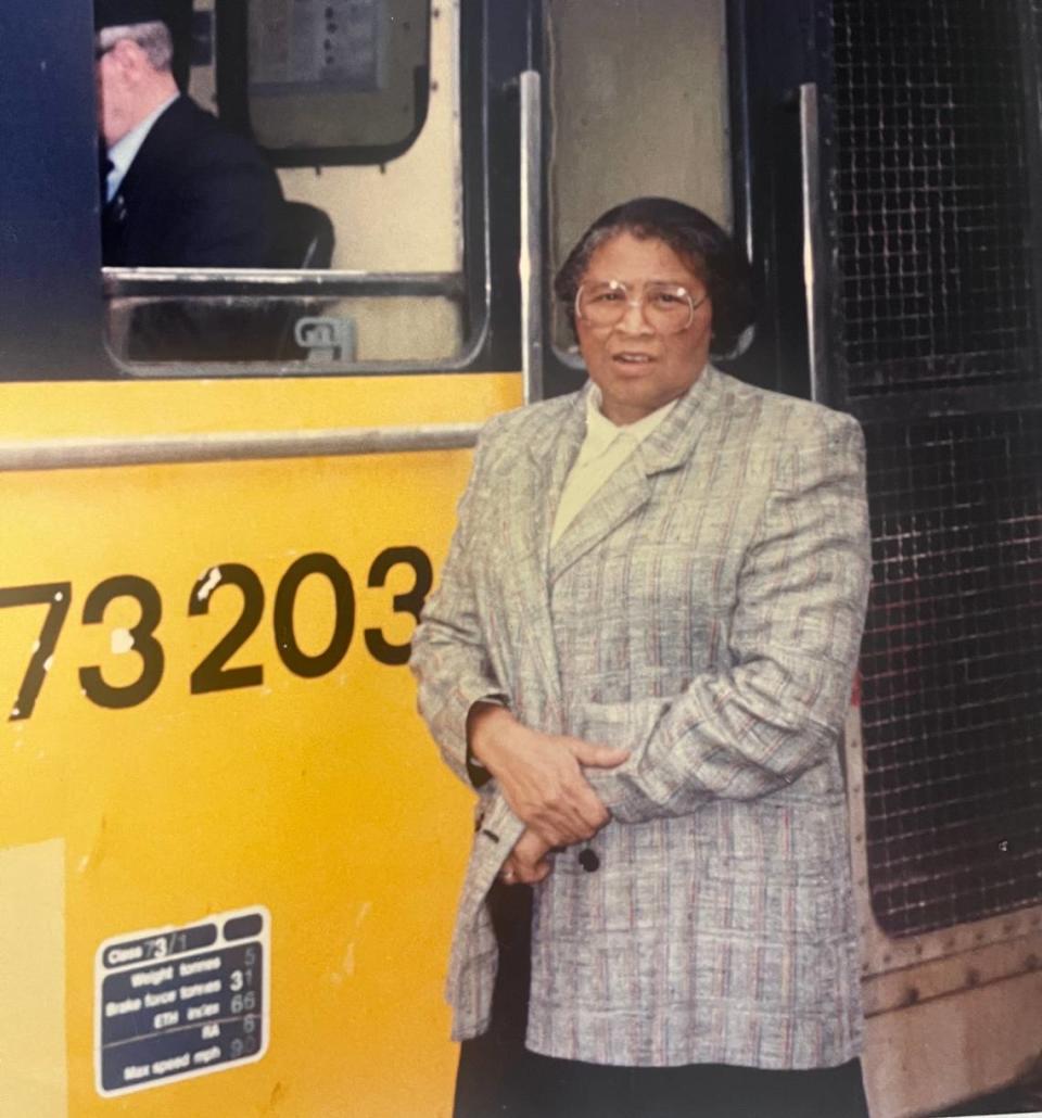 Nancy Dawkins pictured at a school.