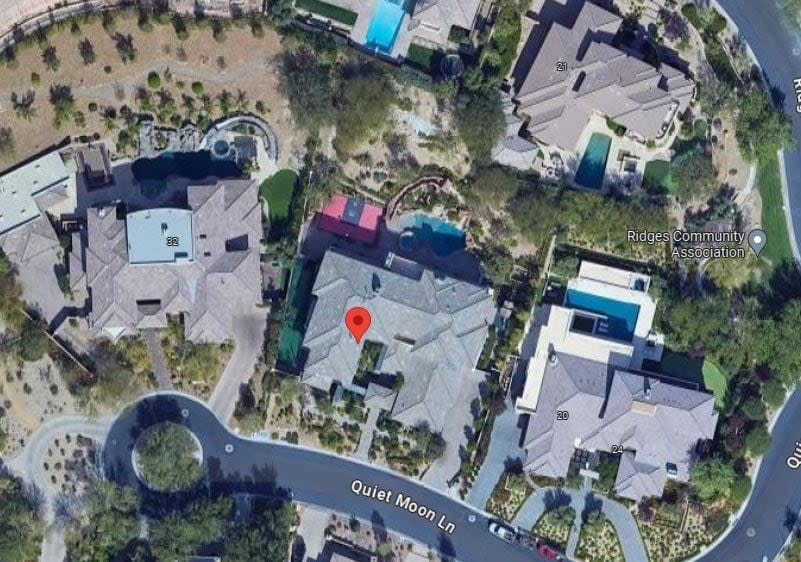 Google earth view of 28 Quiet Moon Lane, the seven bedroom, eight bathroom, 9,221 square foot house luxury home in Las Vegas owned by Greg Martel.