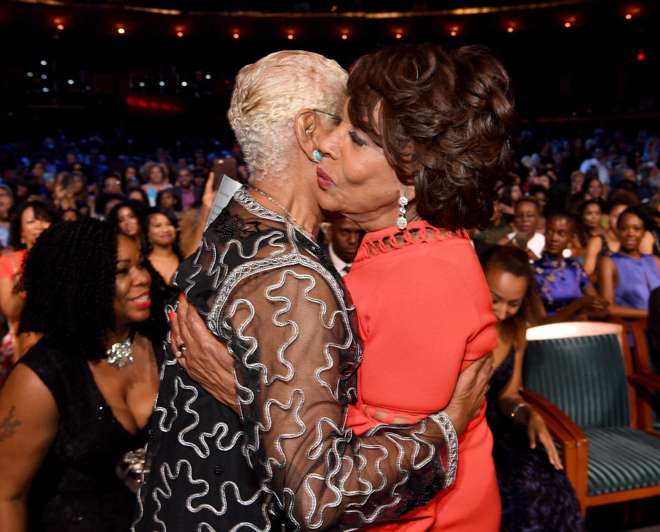 Dionne Warwick and Maxine Waters embrace during&nbsp;Black Girls Rock! 2017. (Photo: Paras Griffin via Getty Images)