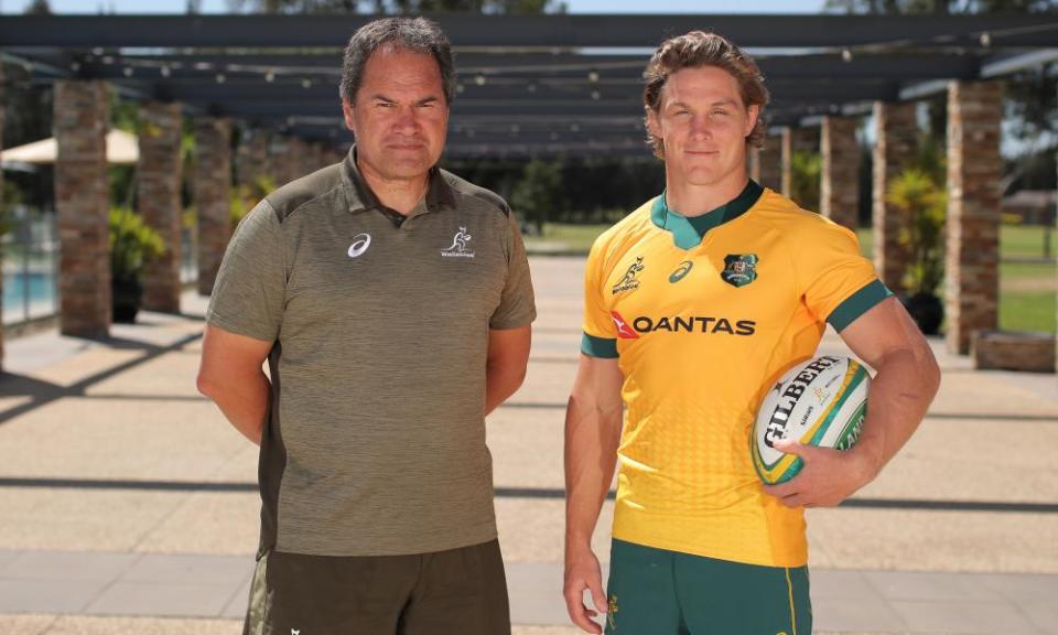 Michael Hooper and Wallabies coach Dave Rennie