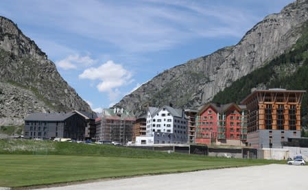 General view shows the Andermatt Swiss Alps resort in Andermatt