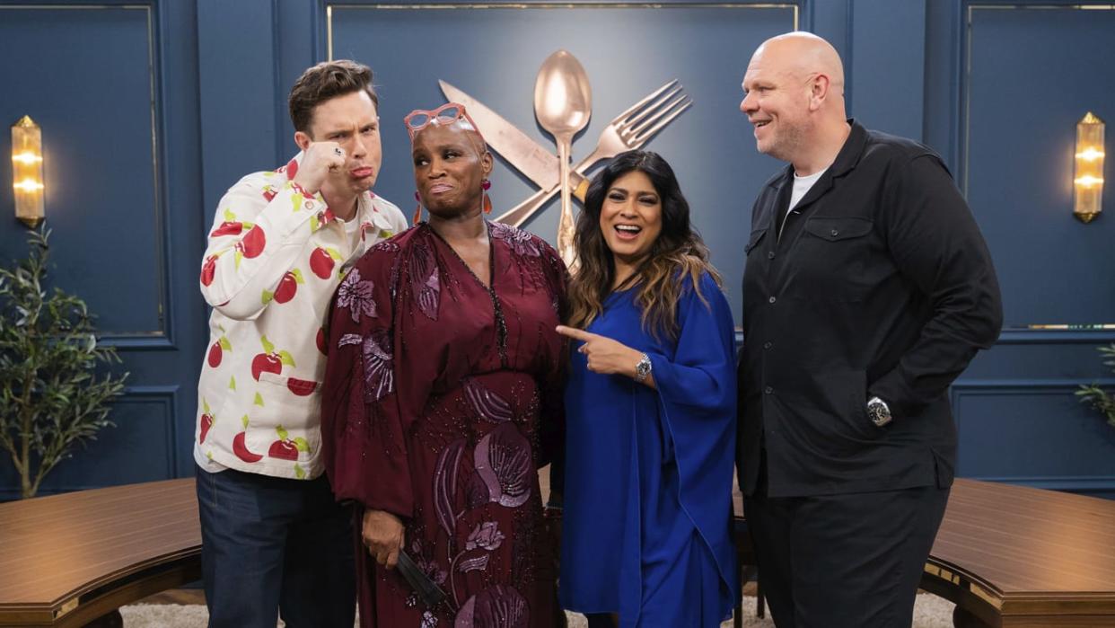 Ed Gamble, Andi Oliver, Nisha Katona, and Tom Kerridge head up Great British Menu. (BBC)