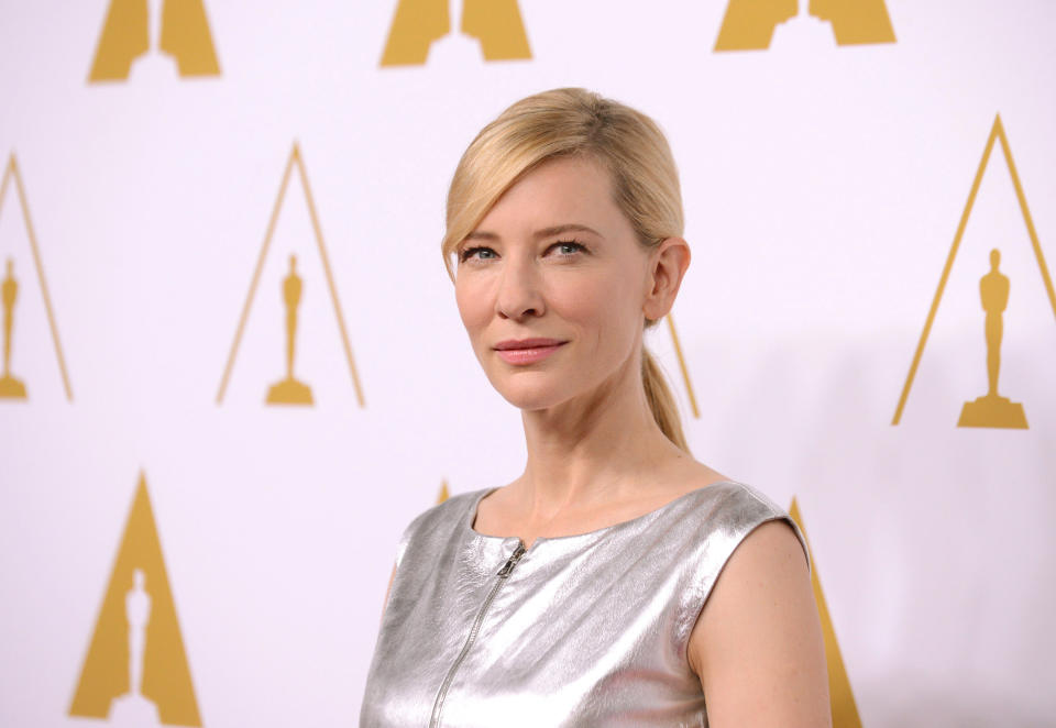 Cate Blanchett arrives at the 86th Oscars Nominees Luncheon, on Monday, Feb., 10, 2014 in Beverly Hills, Calif. (Photo by Jordan Strauss/Invision/AP)