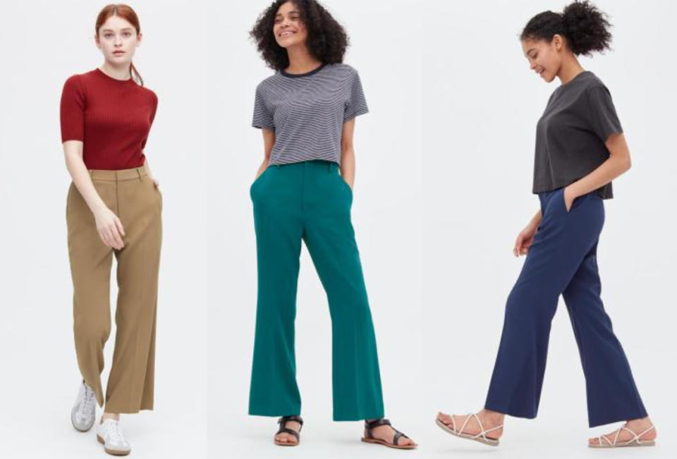 Uniqlo outfit | Perfectly modifies the fleshy thighs! 7 Draped Flared Pants for Inspiration