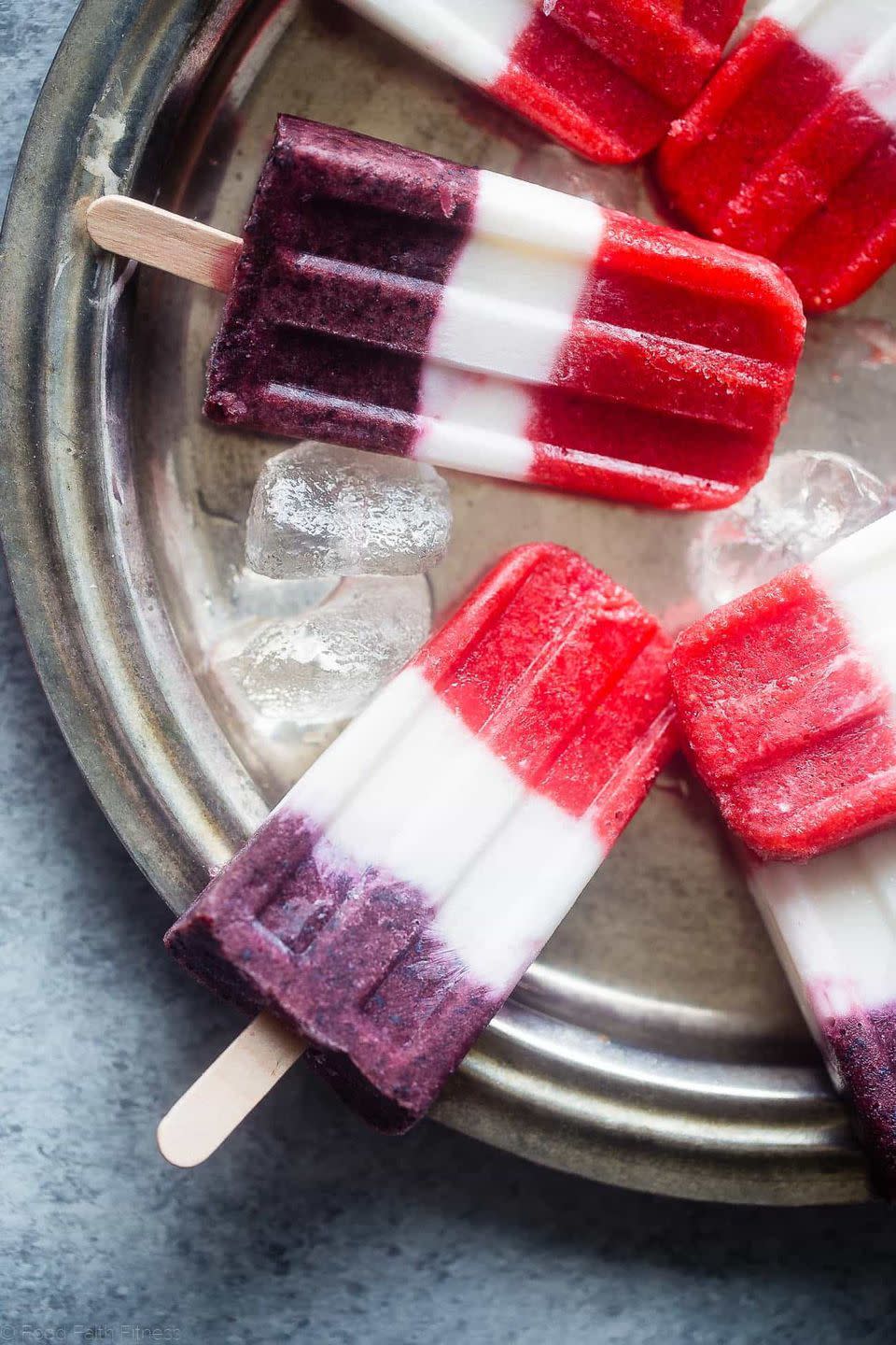 Strawberry Coconut Popsicles With Blueberries