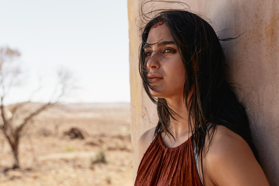 This image released by Sony Pictures Classics shows Melissa Barrera in a scene from the film "Carmen." (Ben King/Sony Pictures Classics via AP)