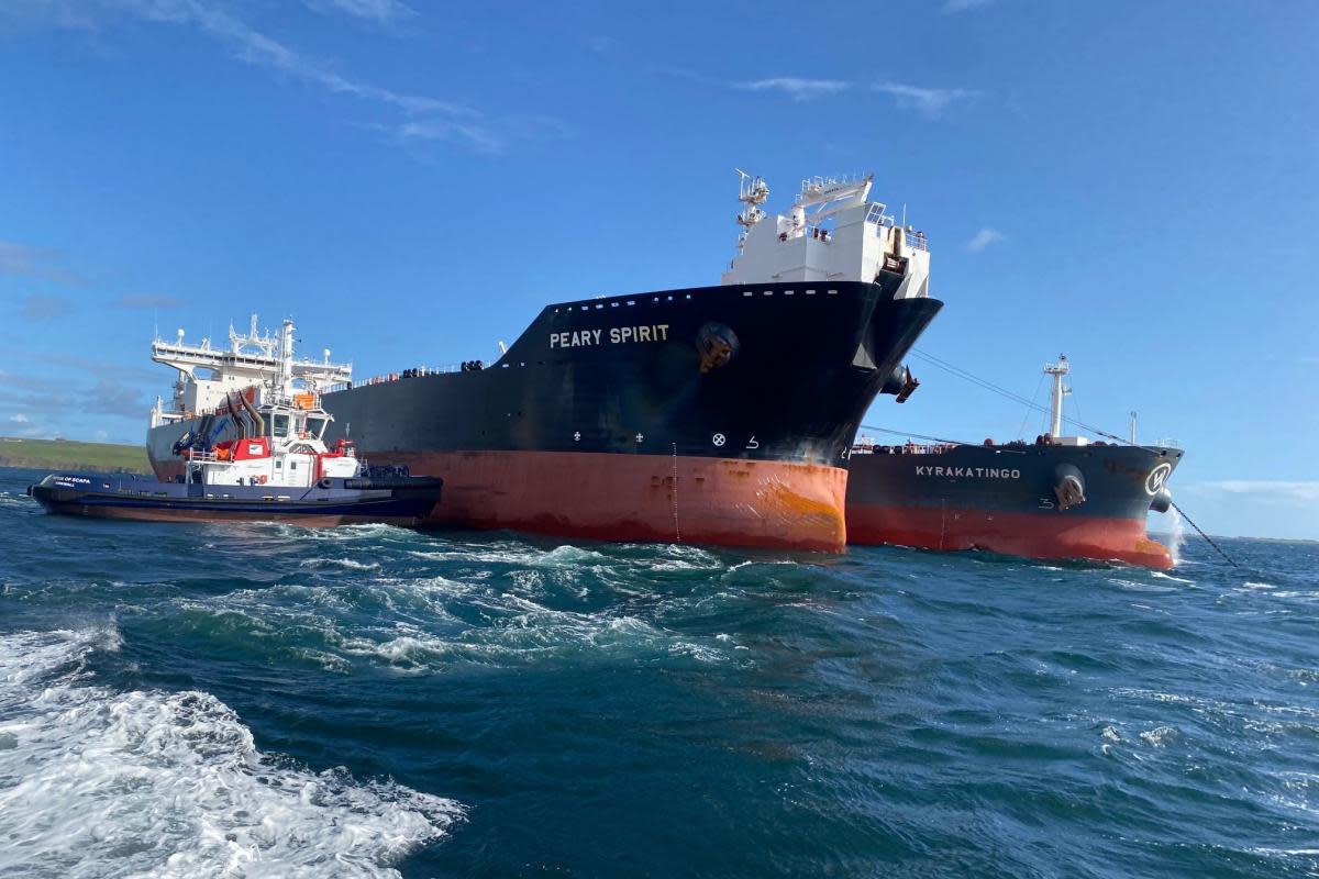 Ship to Ship (STS) operations of crude oil cargo have been conducted in Scapa Flow since 1980. <i>(Image: Orkney Harbour)</i>