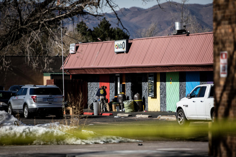 Investigators work outside of Club Q in Colorado Springs, Colo.  (Chet Strange / Getty Images file)