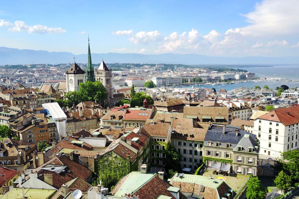 Aerial View of the Old Town of Geneva