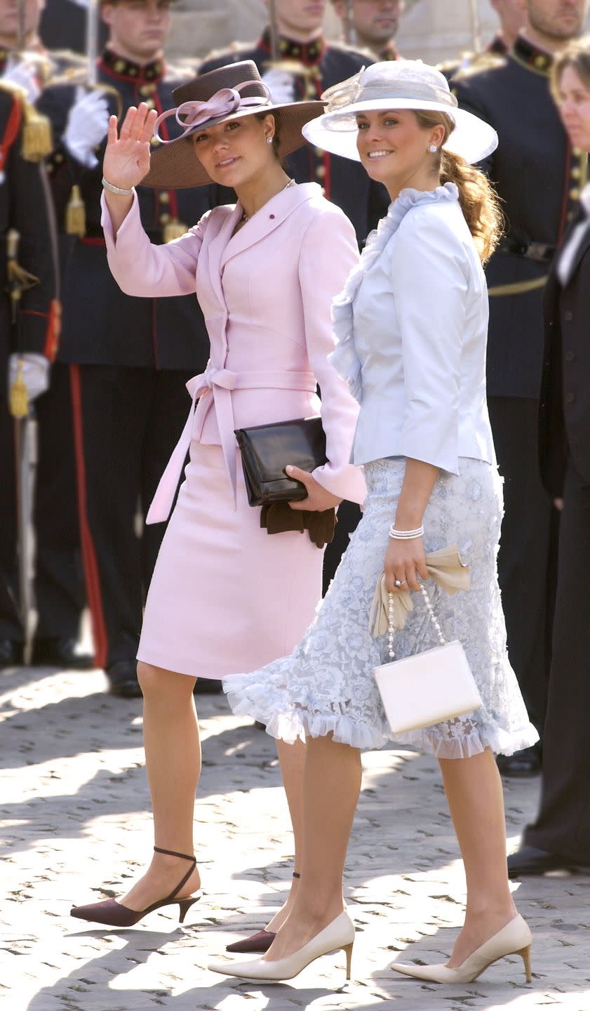 <p>Princess Madeleine and Crown Princess Victoria wore coordinating pastel looks for yet another royal wedding–this time, they were celebrating Prince Laurent of Belgium.<br></p>