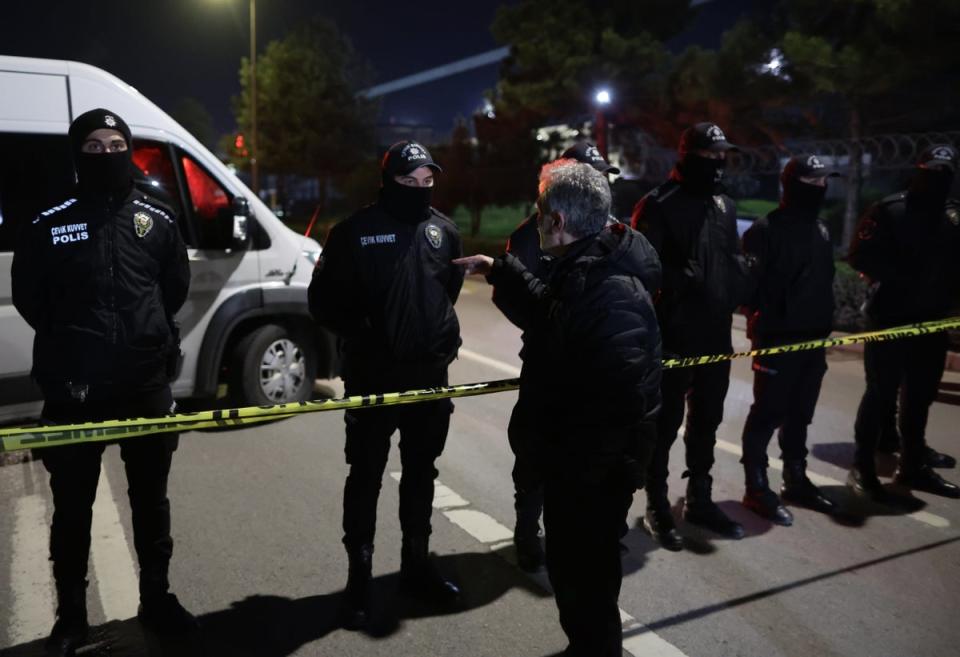 Turkish police secure the area near the Procter & Gamble plant (EPA)