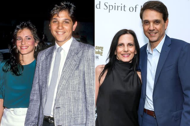 <p>Ron Galella/Ron Galella Collection via Getty; Sean Zanni/Getty</p> Ralph Macchio and Phyllis Fierro