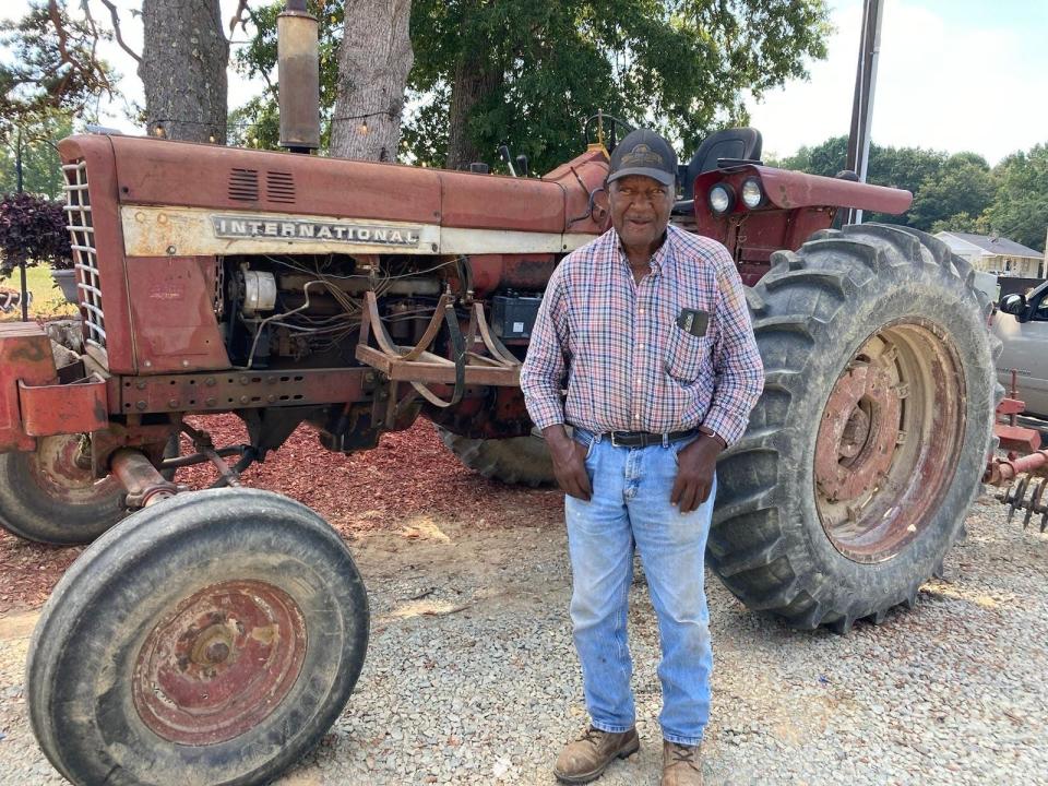 Stanley Hughes, 75, farms the land he was born on in Orange County, N.C. He bought the International tractor used when his quinquagenarian daughter was in her teens. It still runs great, he said.