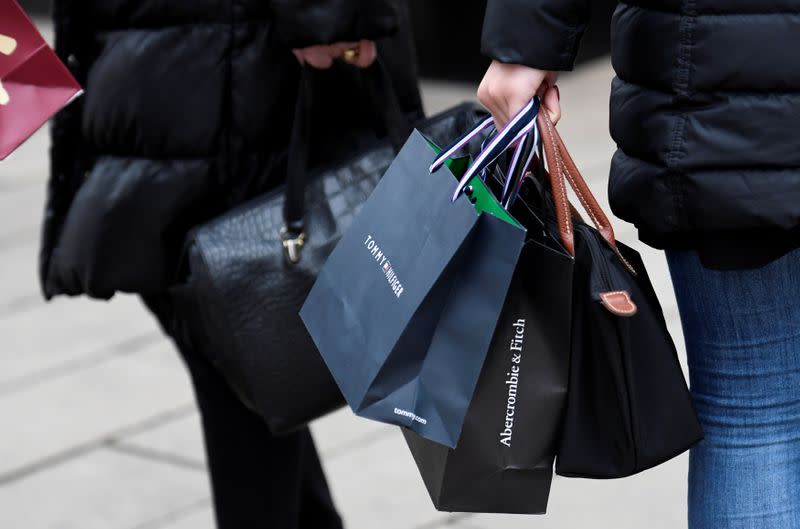 People carry their shopping bags in downtown Hamburg