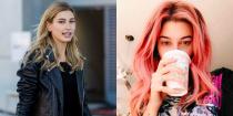 <p>Le jeune mannequin de 19 ans a dit adieu à ses cheveux blonds dorés habituels, préférant opter pour une teinte rose bonbon à effet dégradé. <em>(Photo : Getty/Instagram/November 2016)</em> </p>