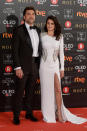 <p>The actors, and real-life couple, made a fairly rare red carpet appearance together at the 32nd Goya Awards in Madrid in February 2018. <em>[Photo: Getty]</em> </p>
