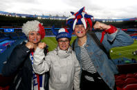 Fans of France pose for a photograph prior to the 2019 FIFA Women's World Cup France group A match between France and Korea Republic at Parc des Princes on June 07, 2019 in Paris, France. (Photo by Robert Cianflone/Getty Images)