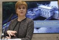 Scotland's First Minister Nicola Sturgeon makes a speech at SSE's new Pitlochry Dam Visitor Centre, in Pitlochry, Scotland, Britain, February 6, 2017. REUTERS/Russell Cheyne