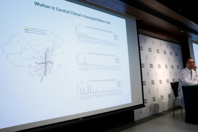 Gabriel Leung, Chair Professor of Public Health Medicine at the Faculty of Medicine at the University of Hong Kong (HKUMed), speaks about the extent of the Wuhan coronavirus outbreak in China during an news conference, in Hong Kong
