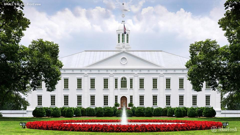 Front view of the Jacob Small-designed White House.