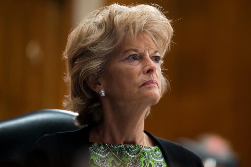 In this June 23, 2020, file photo Sen. Lisa Murkowski, R-Alaska, listens during a Senate Health, Education, Labor, and Pensions Committee hearing to examine COVID-19 on Capitol Hill in Washington.